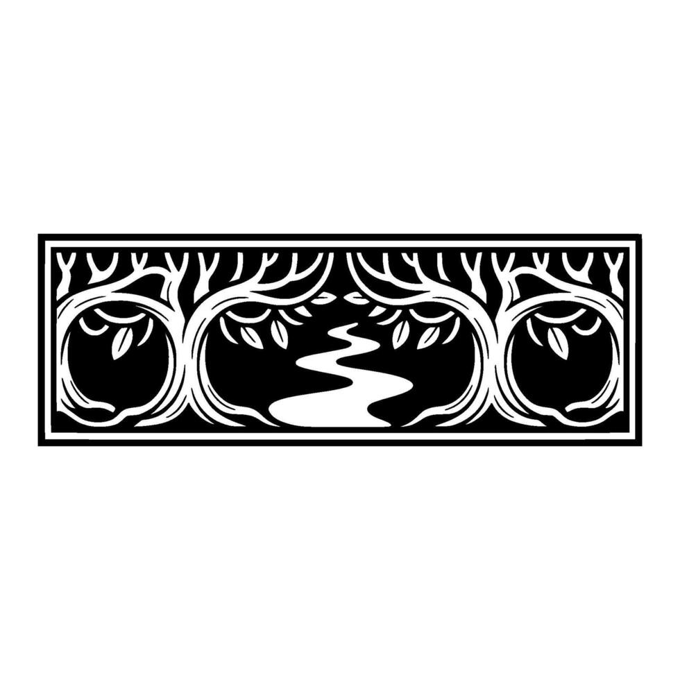 Stylized Forest Border, Art Nouveau Inspired, Blackandwhite vector