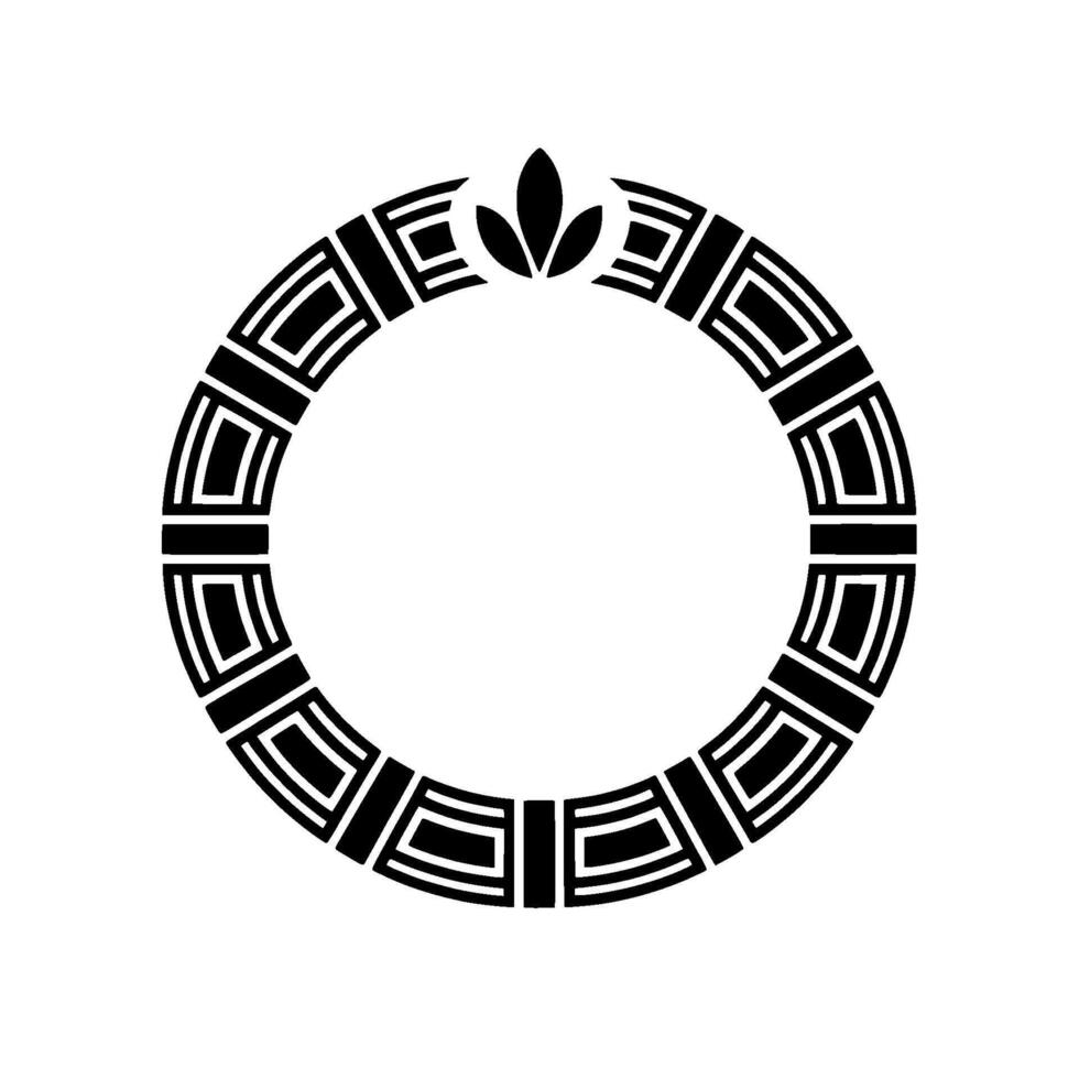 Geometric Circle Emblem, Stylized Leaf Motif, Minimalist vector