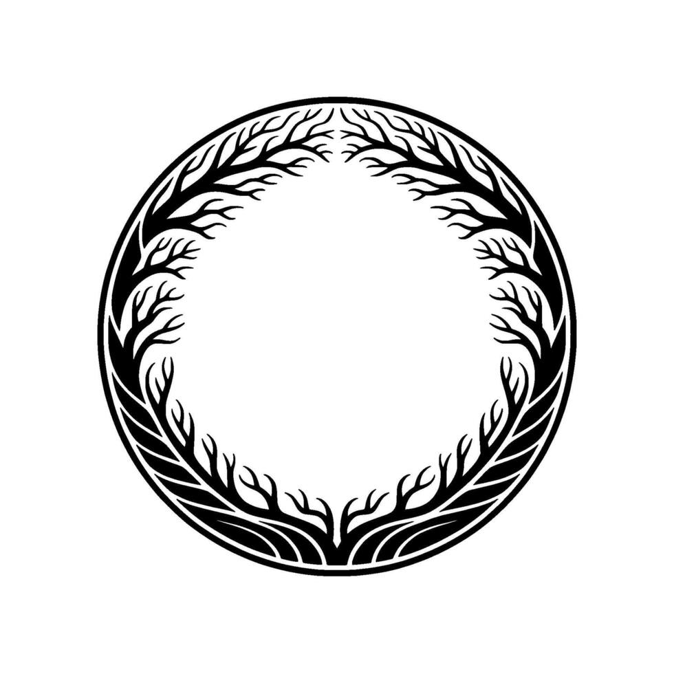 Circular Tree Emblem, Symbolic Growth, Minimalist, Tribal vector