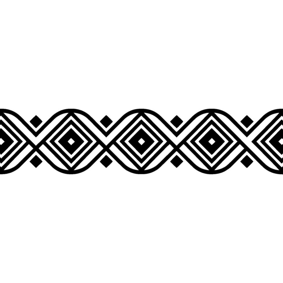 Geometric Wave Border, Minimalist, Black White, Pattern vector