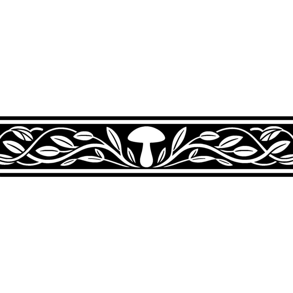 Elegant Botanical Border, Black White Motif vector