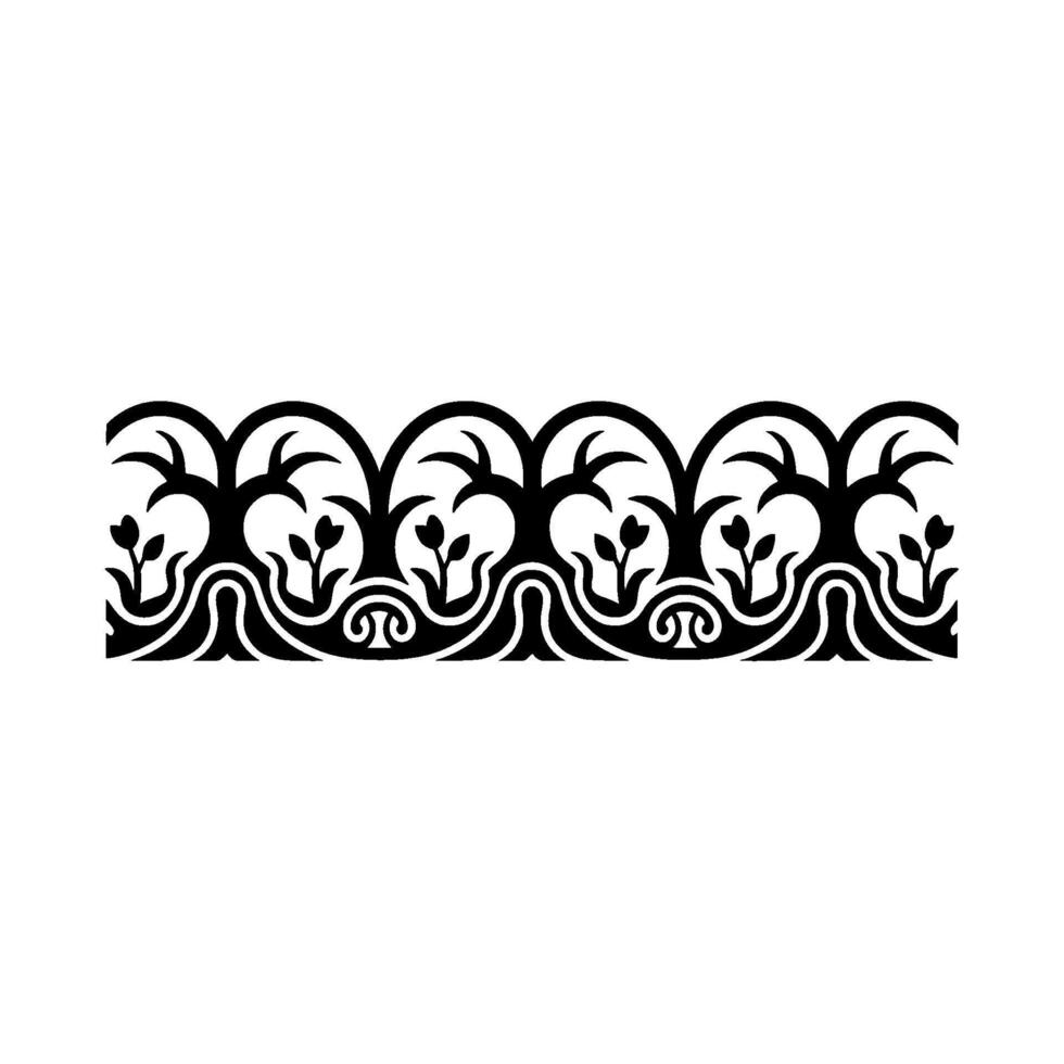Elegant Black Floral Border, Vintage Element, - Ornamental, Pattern vector