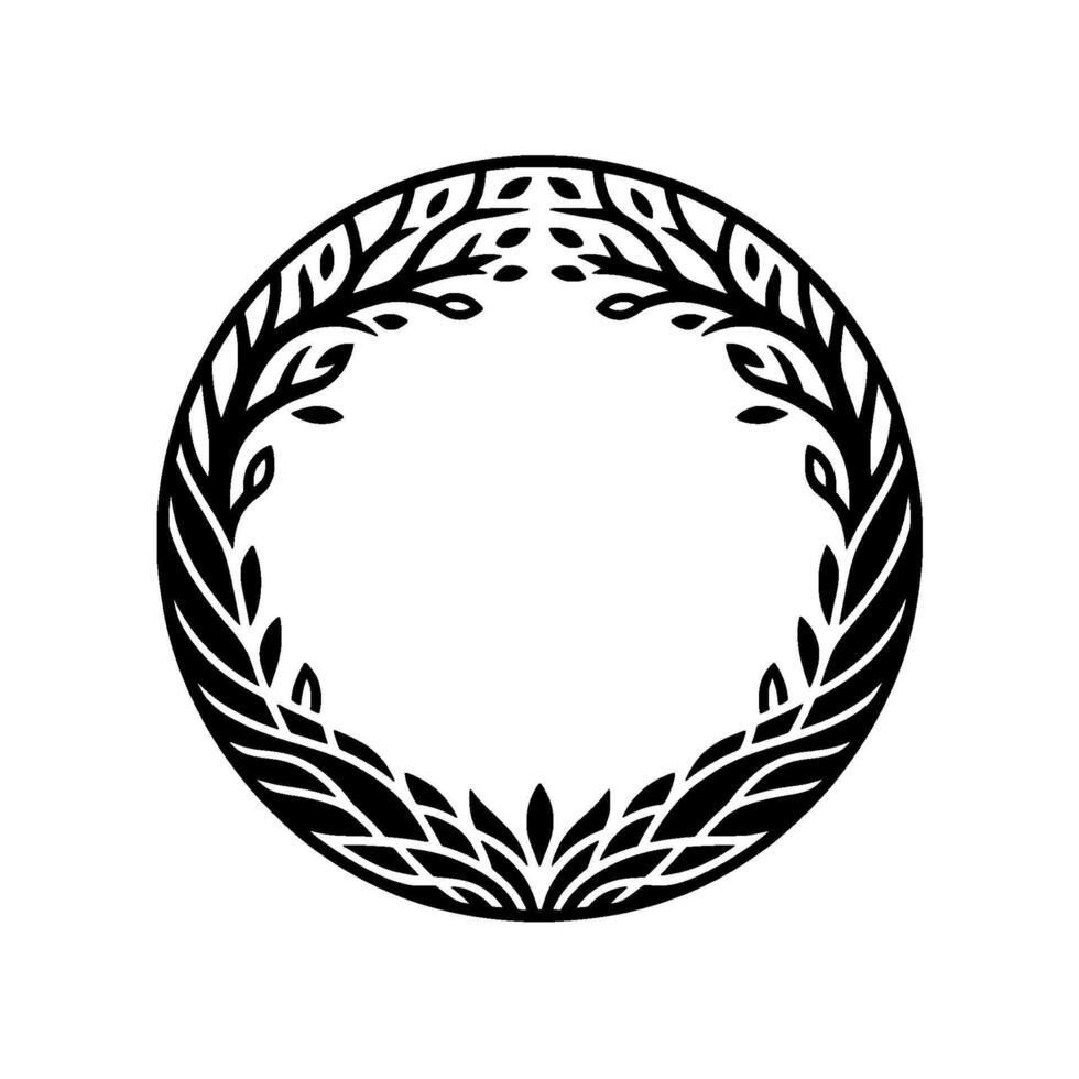 Circular Laurel Wreath, Minimalist Emblem, Symbolic Border vector