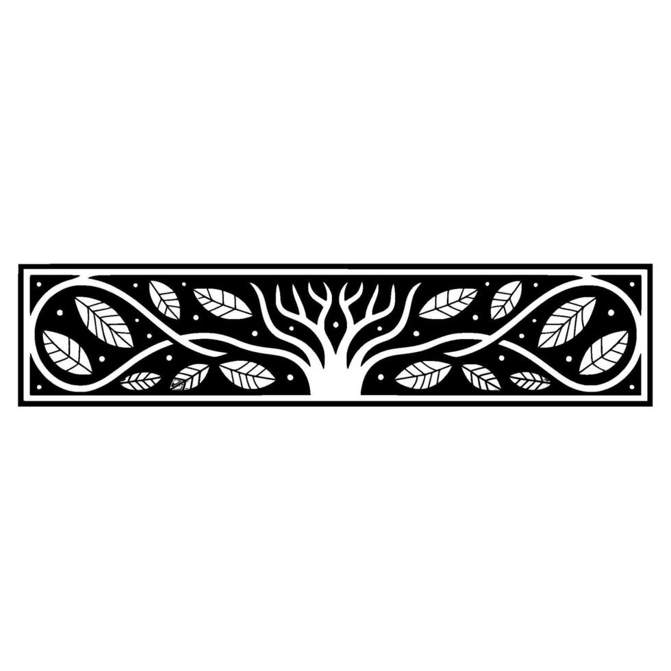 Elegant Black White Tree Border, Vintage Botanical Illustration vector