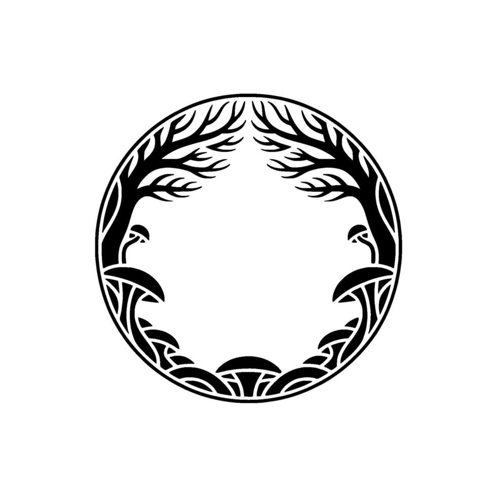 Circular Celtic Tree of Life Emblem, Intricate vector