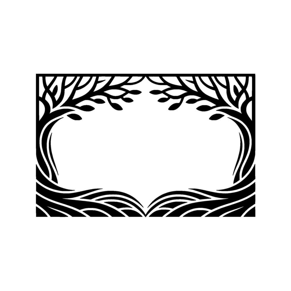 Stylized Tree Frame, Elegant Border, Minimalist, Trees vector
