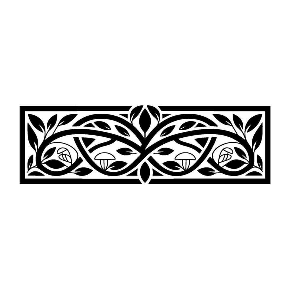 Intricate Botanical Border, Stylized Mushroom Motif, Floral vector