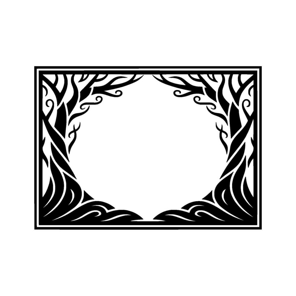 Tribal Frame, Intricate Black, Minimalist Background vector