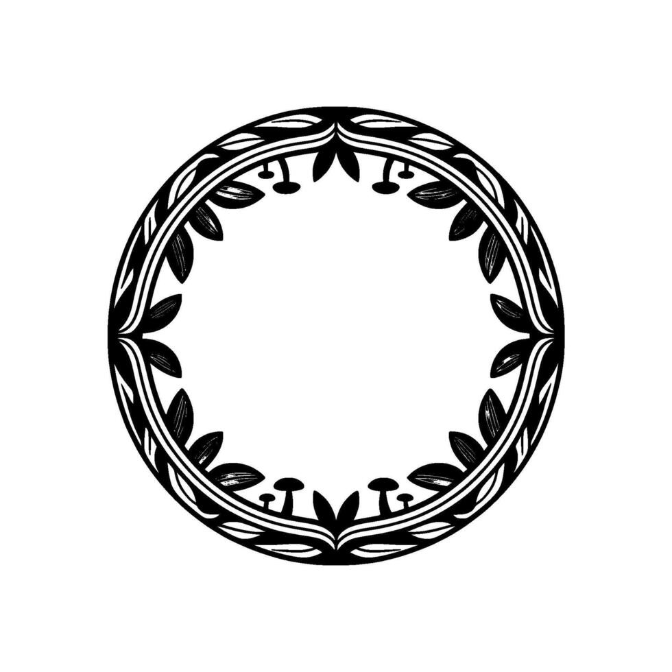 Elegant Botanical Circle Frame, Vintage Style, Pattern vector
