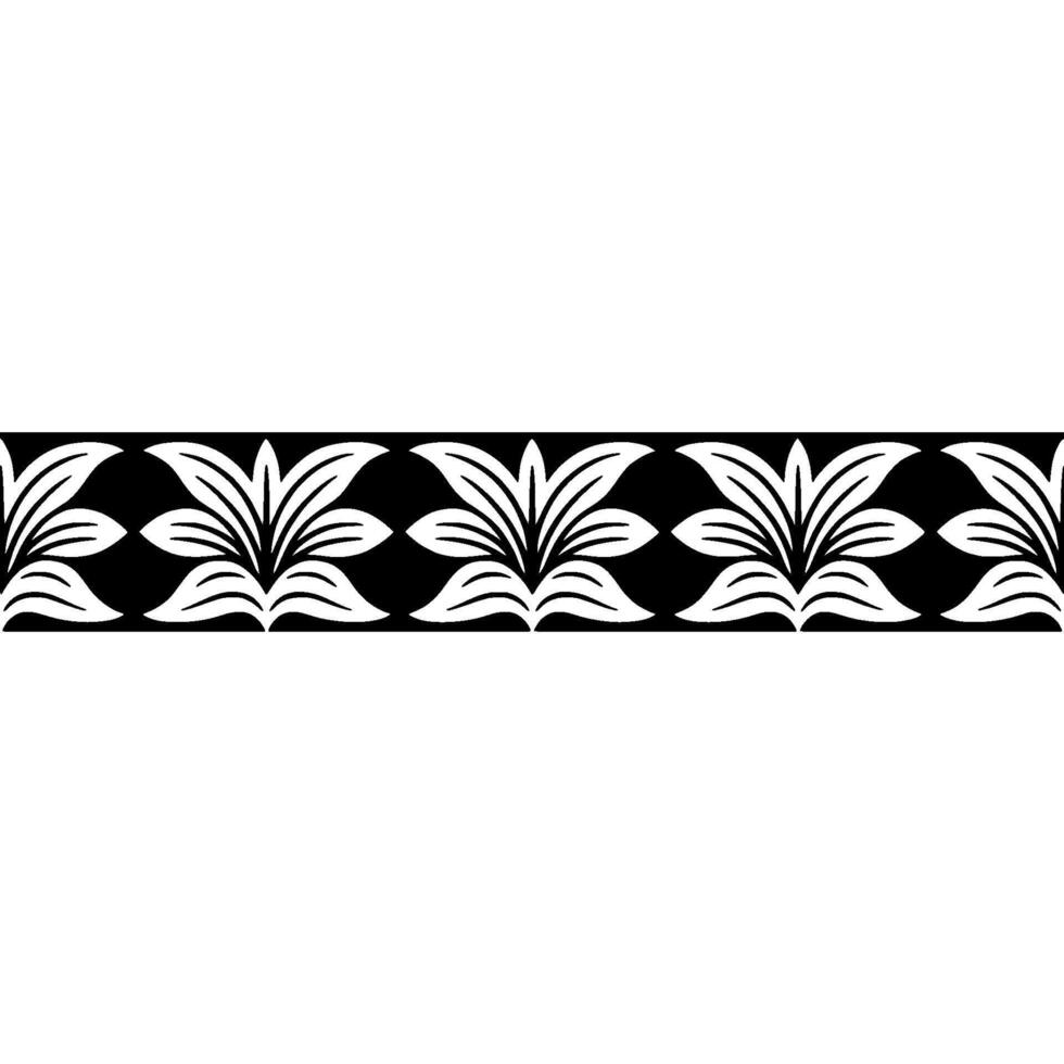 Art Deco Botanical Border, Elegant Black White - Pattern vector