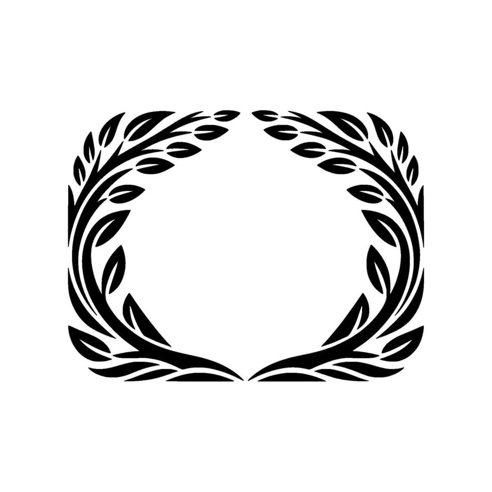 Stylized Laurel Wreath, Minimalist, Elegant Border - Foliage vector