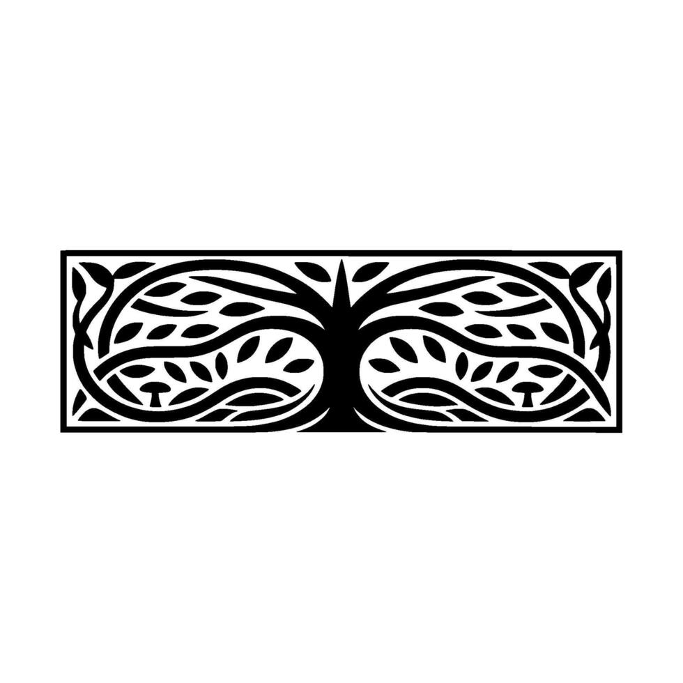 Intricate Black Tree Emblem, Symbolic Growth vector