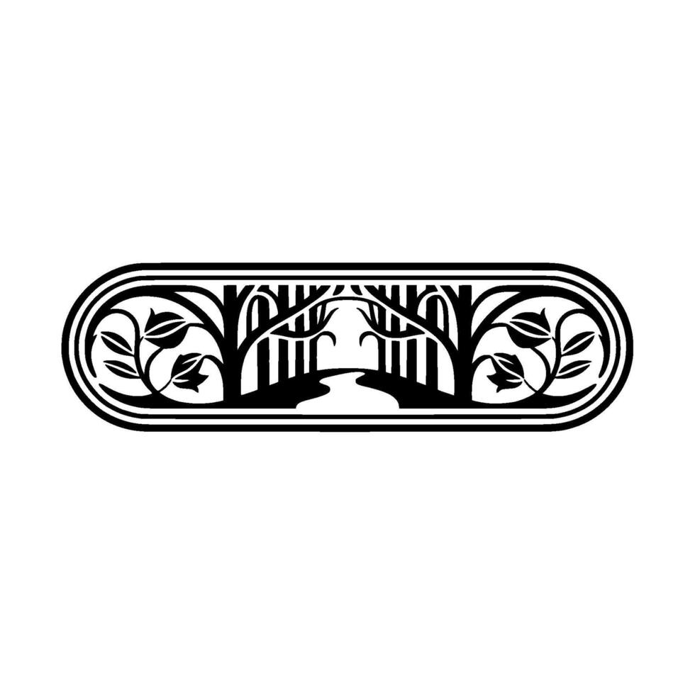 Elegant Botanical Bridge Illustration, Vintage Style vector