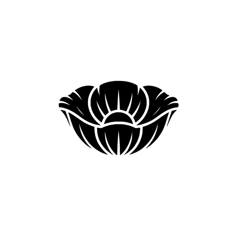 Stylized Black Flower Emblem, Minimalist vector