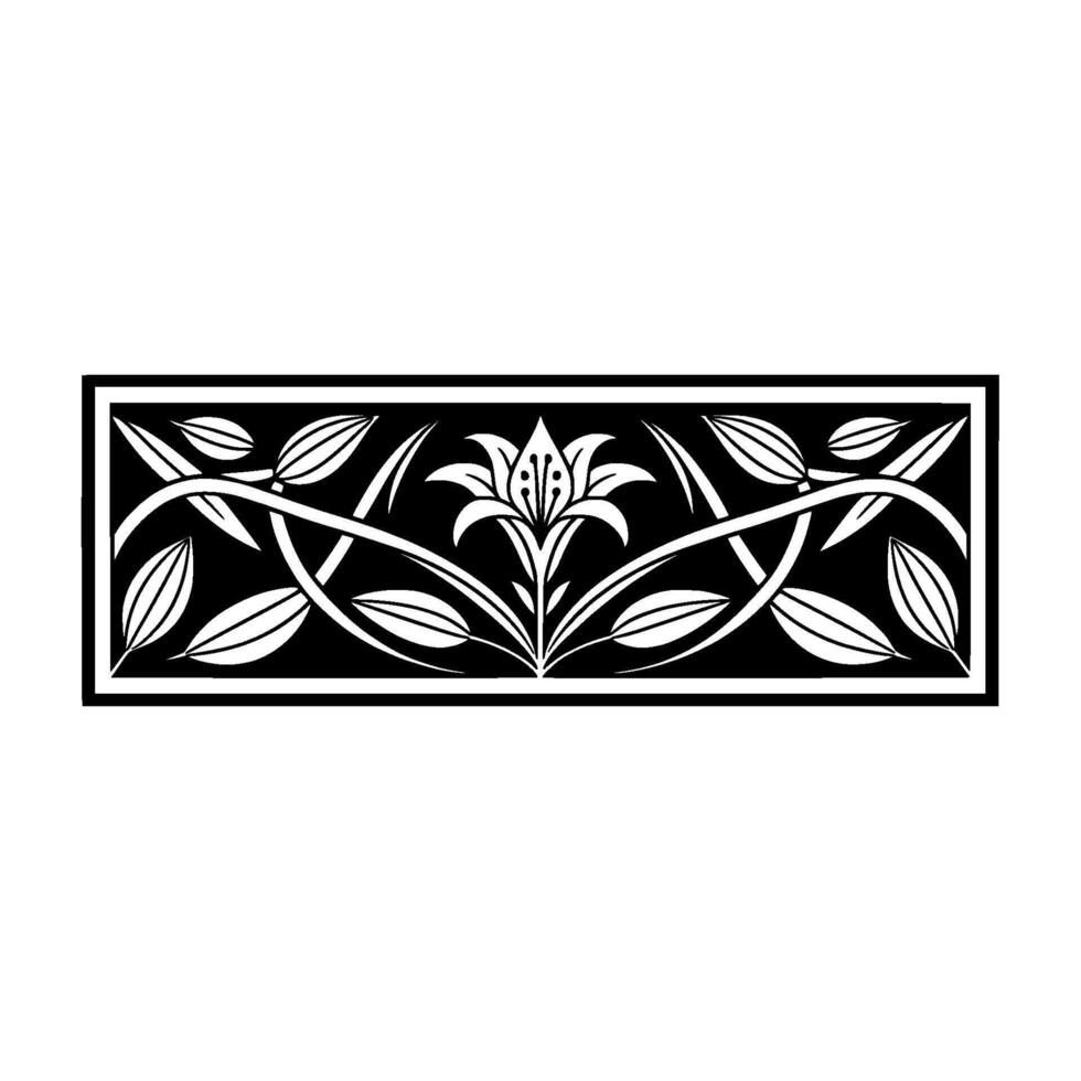 Elegant Lily Border, Art Nouveau Inspired vector