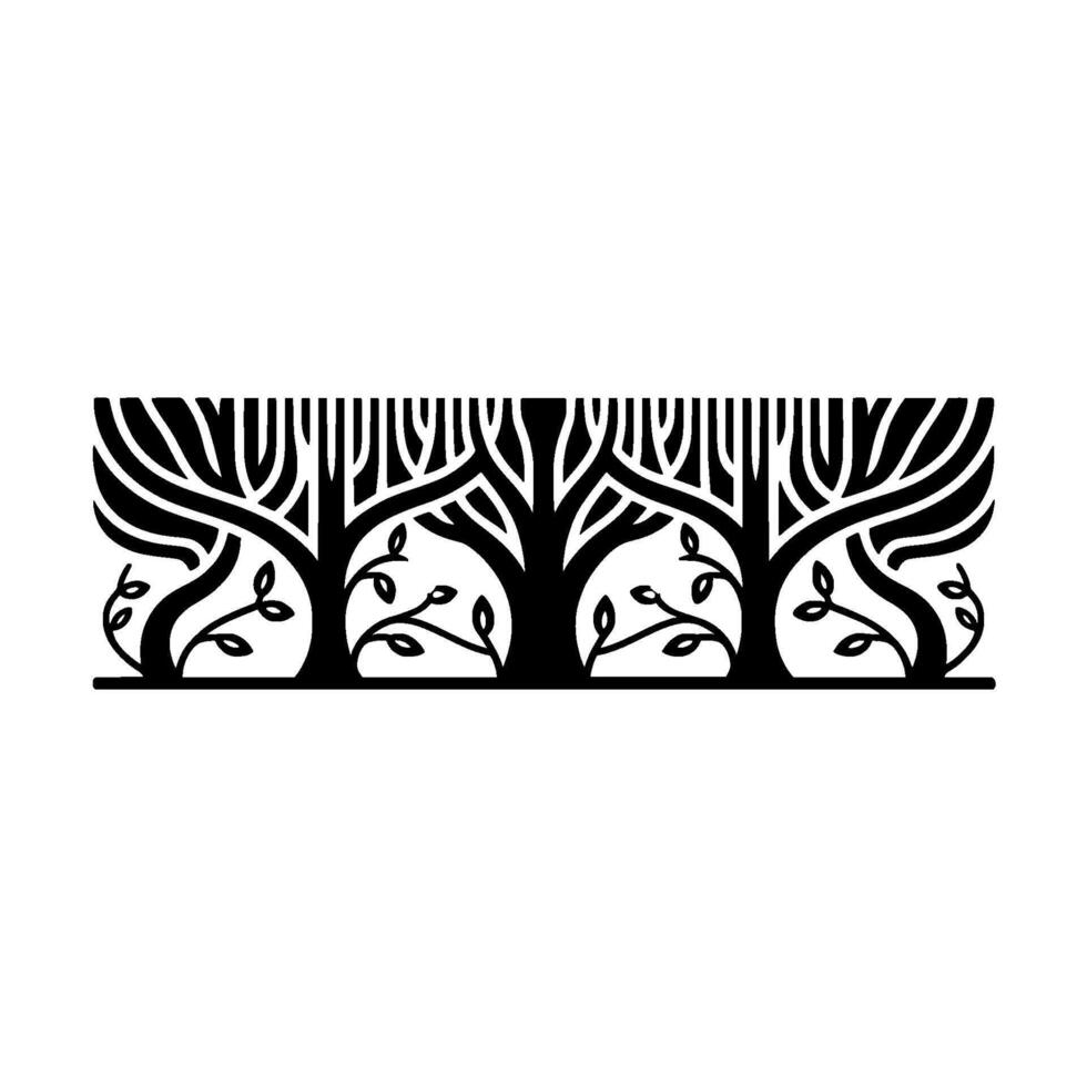 Stylized Tree Border, Elegant Black Gold vector