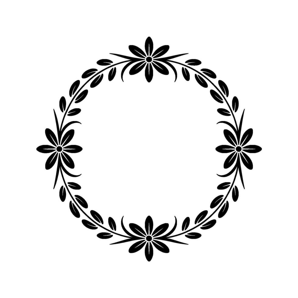 Elegant Floral Wreath Border, Vintage Style, Circle vector