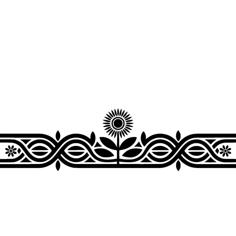 Stylized Floral Border, Vintage, Decorative Element, Sunflower vector