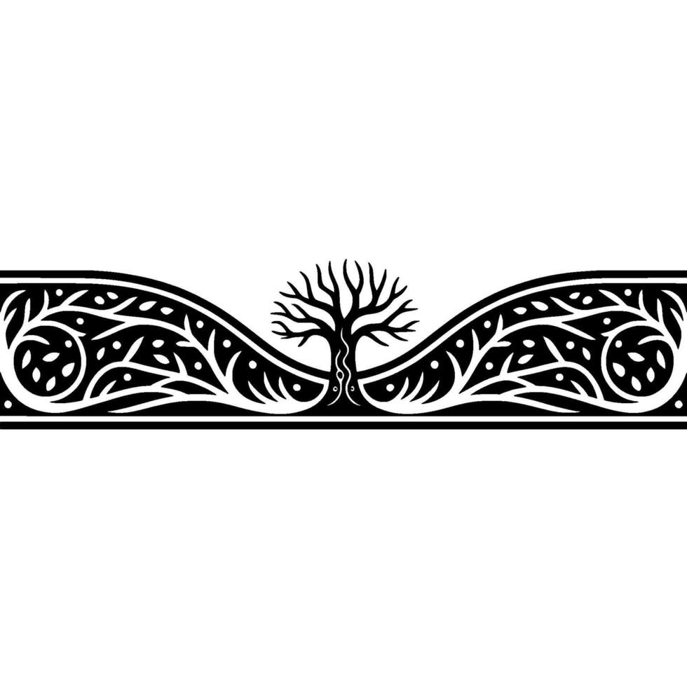 Intricate Black Tree Border, Celtic, Vintage Ornamentation vector