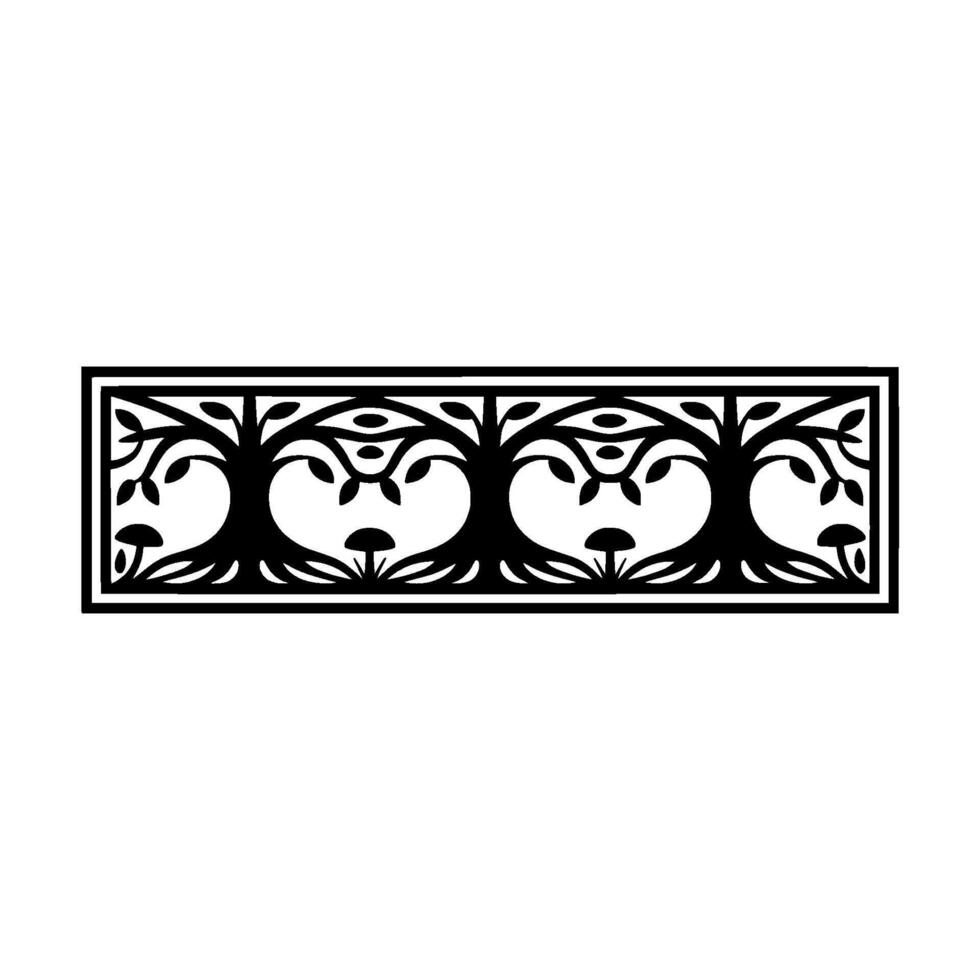 Stylized Tree Silhouette Border, Elegant Botanical vector