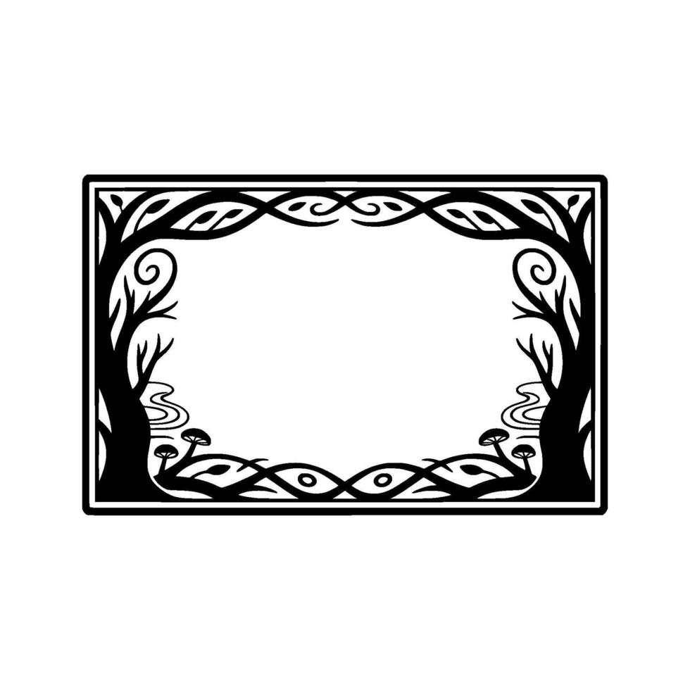 Intricate Forest Frame, Gothic Botanical Illustration, Trees vector