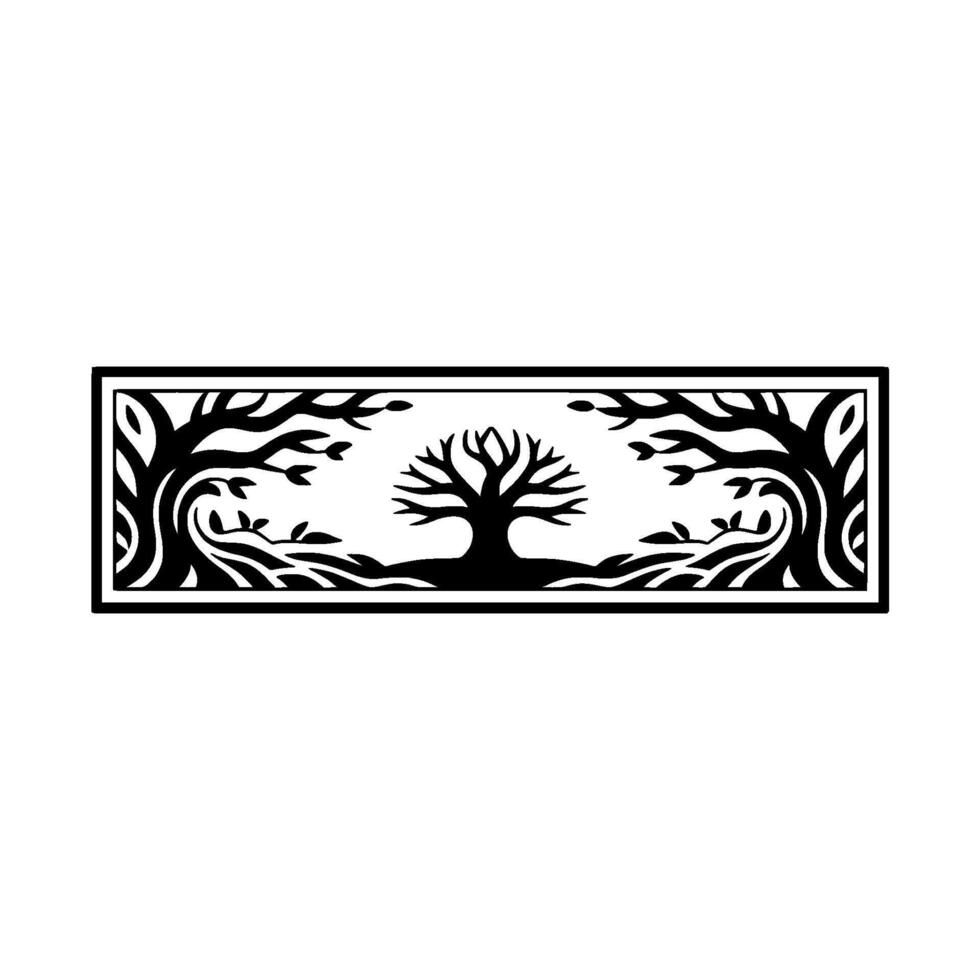 Stylized Tree Silhouette, Intricate Border vector