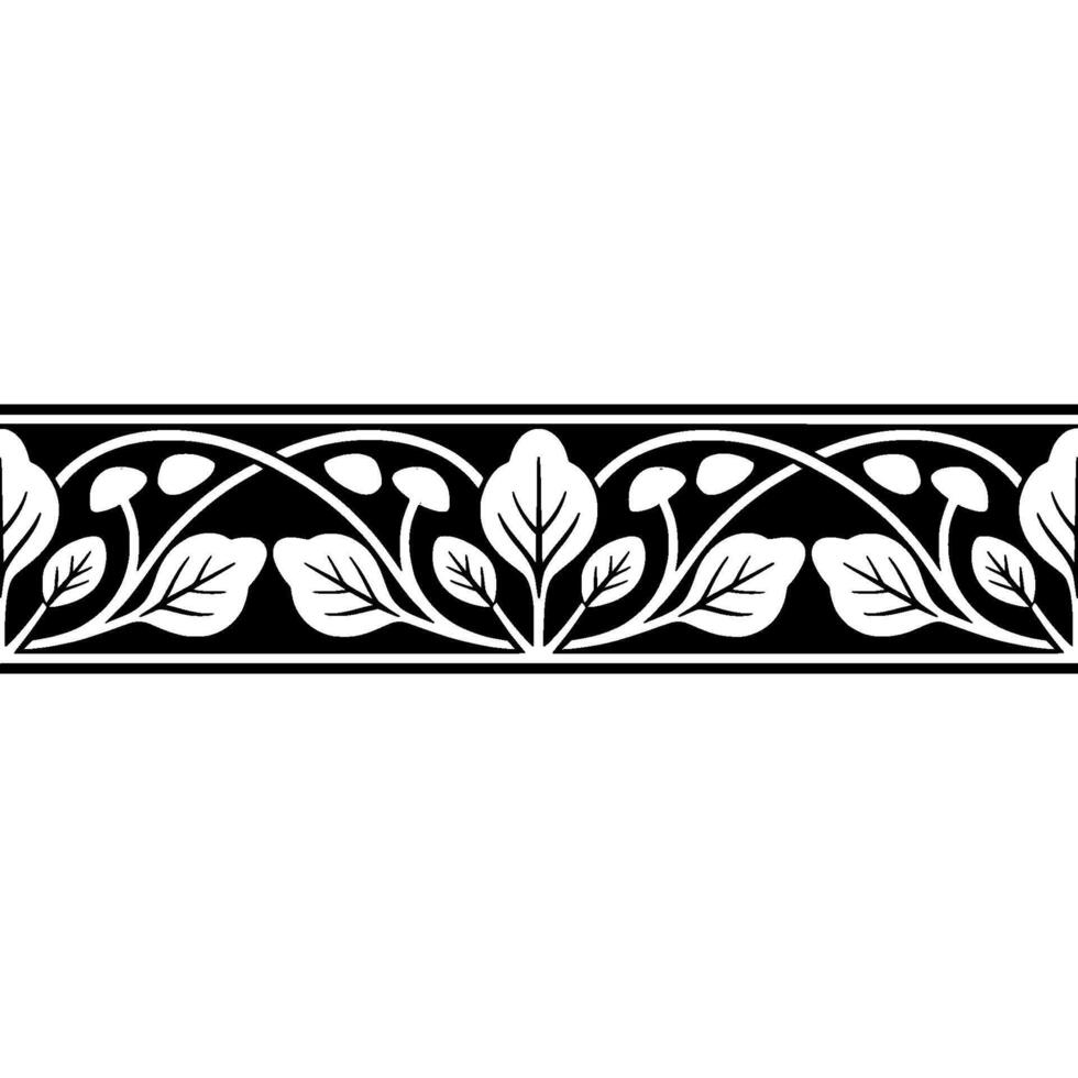 Elegant Botanical Border, Vintage Style, Black and Grey vector