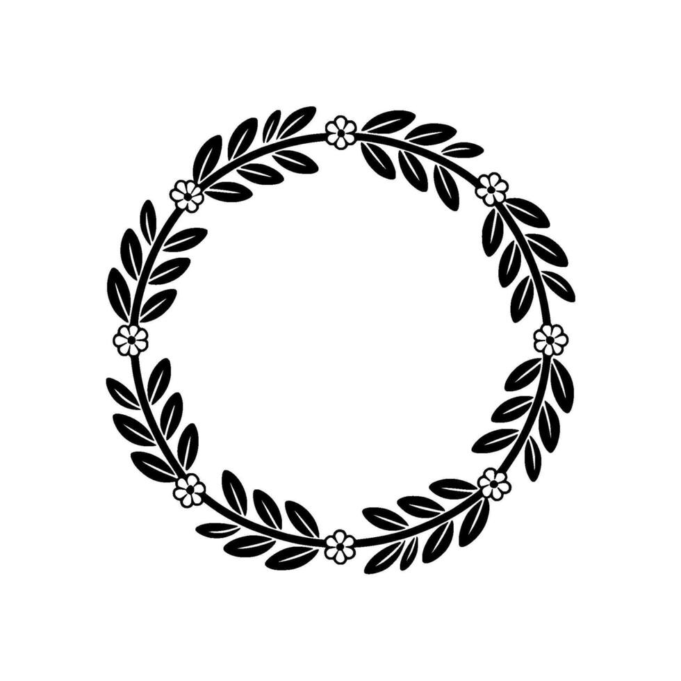 Elegant Floral Wreath Border, Vintage Style - Circle vector