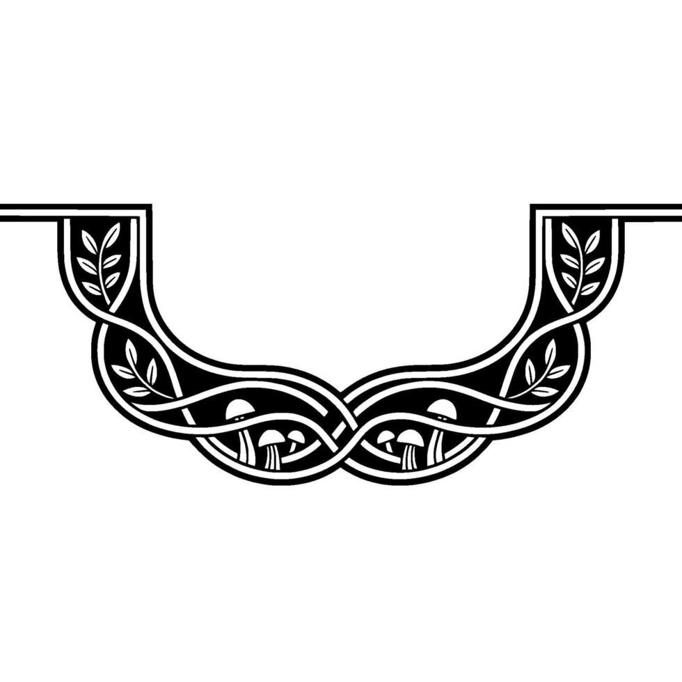 Intricate Celtic Mushroom Border, Vintage, Foliage vector
