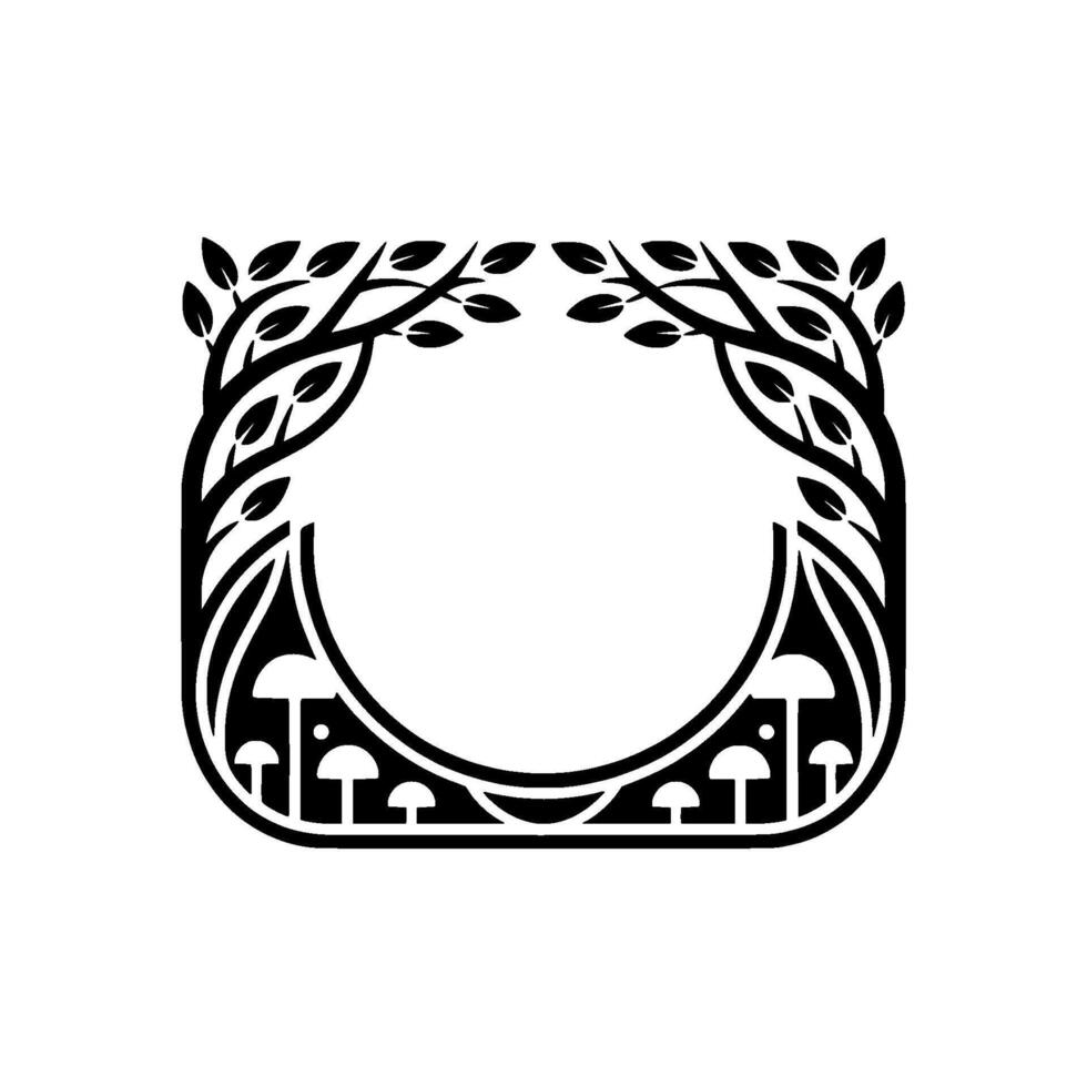Botanical Emblem, Organic Frame, Mystical Forest vector