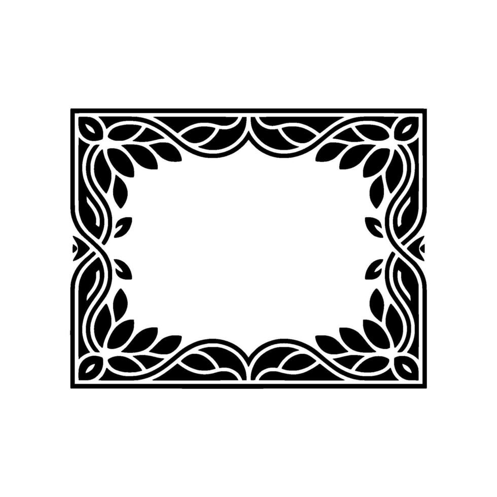 Ornate Black Frame, Art Nouveau Border, Vintage vector