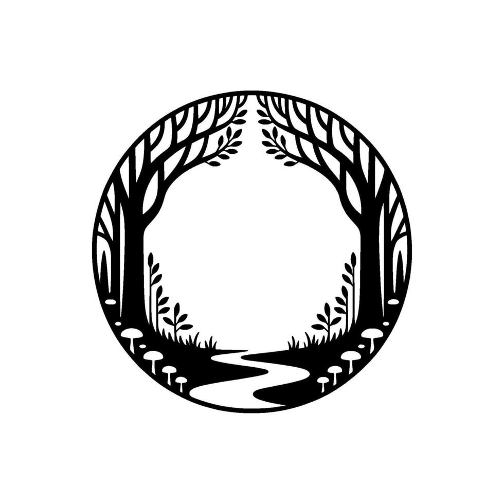 Circular Forest Emblem, Eternal Cycle, Natural Harmony vector