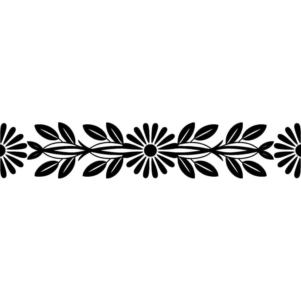 Stylized Floral Border, Minimalist, Decorative Element, Lineart vector