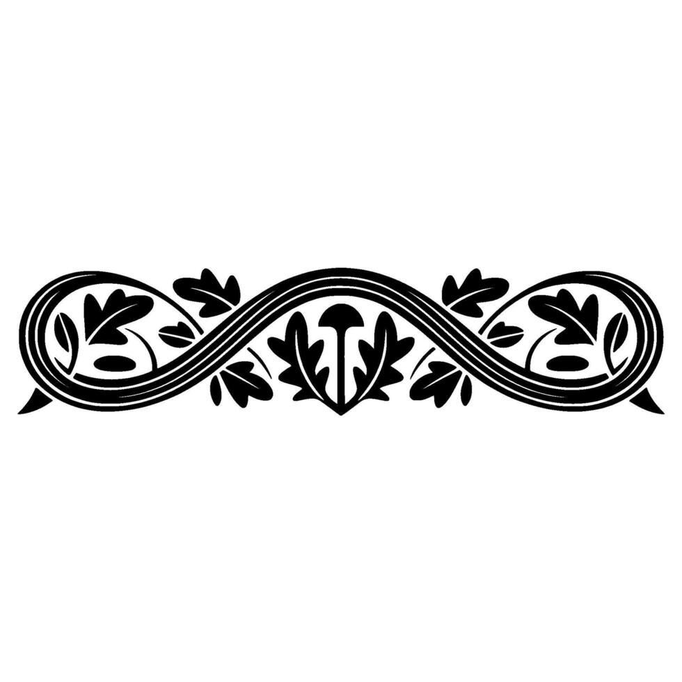 Elegant Black Floral Swirl Border, Vintage Element, Decorative vector