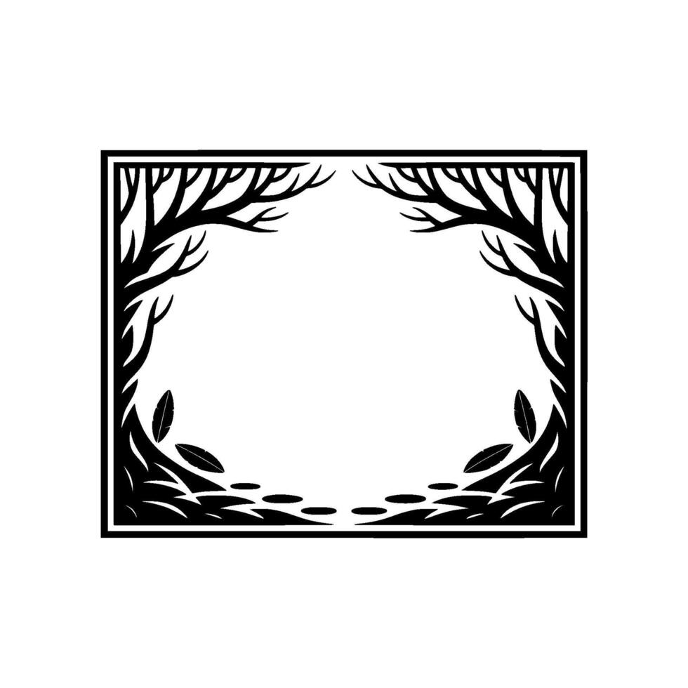 Geometric Forest Frame, Minimalist Botanical vector