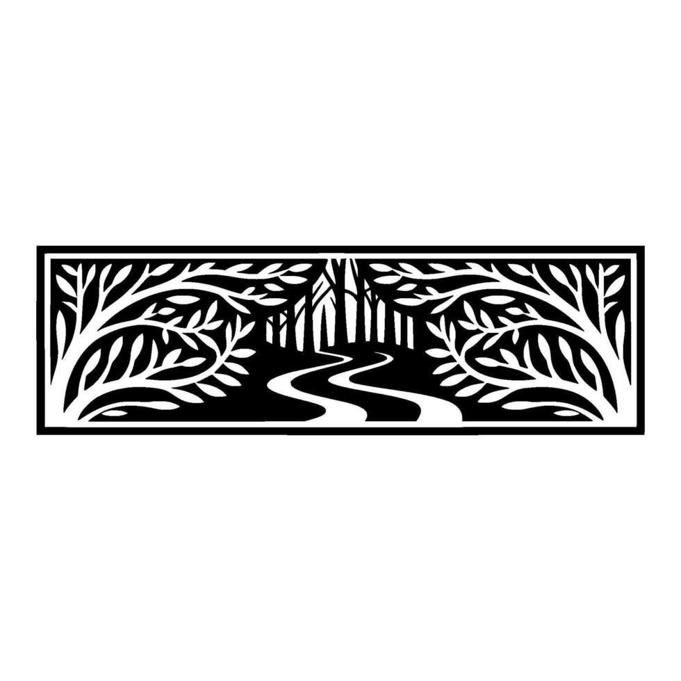 Stylized Woodland Stream Border, Art Deco Inspired vector