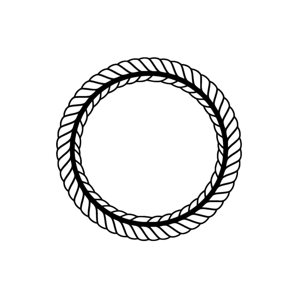 Nautical Circle, Textured Rope Border, Minimalist vector
