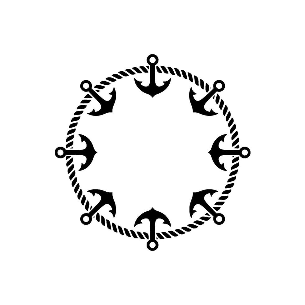Nautical Anchor Circle, Vintage Maritime Motif vector