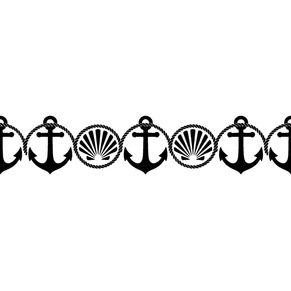 Nautical Sequence Anchor Shell Motif vector