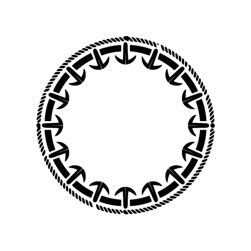 Nautical Circle Emblem, Vintage Maritime - Anchor vector