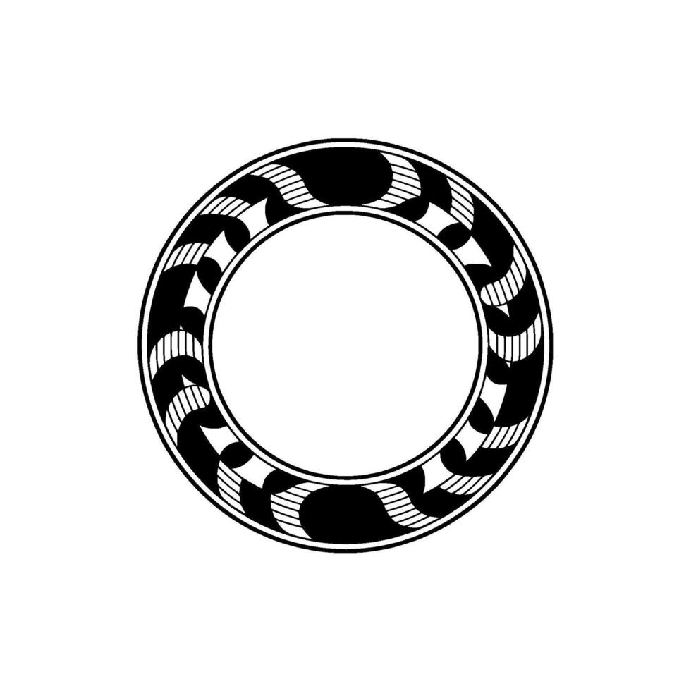 Abstract Circular Emblem, Black White, Minimalist vector