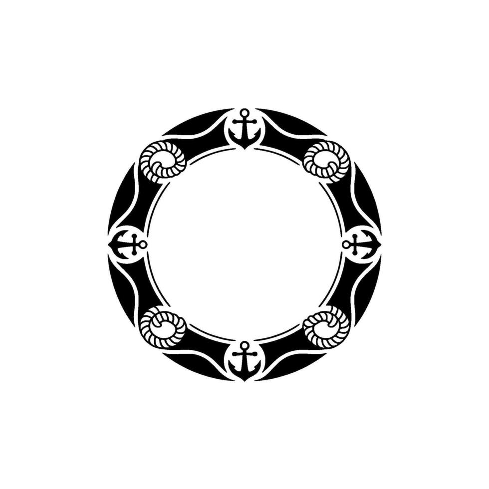 Nautical Circle Anchor, Rope, and Maritime Symbolism vector