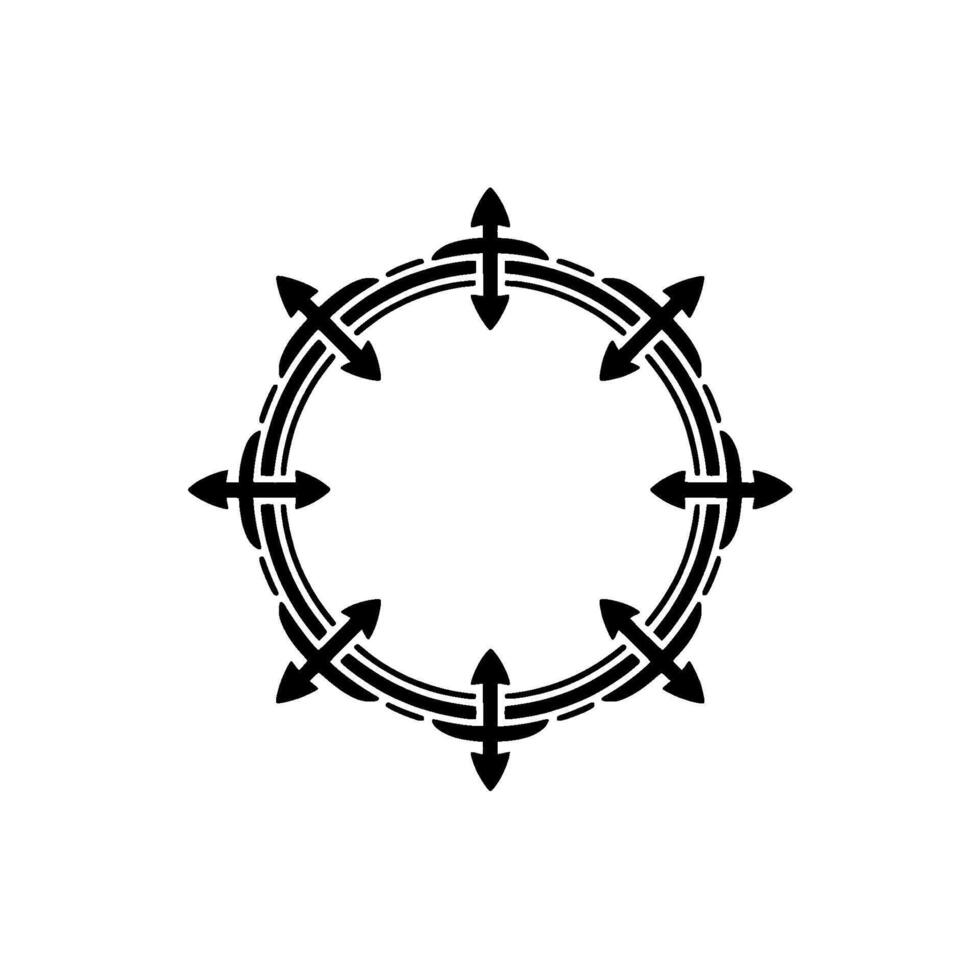 Circular Arrow Emblem, Symbolic Direction, Minimalist vector
