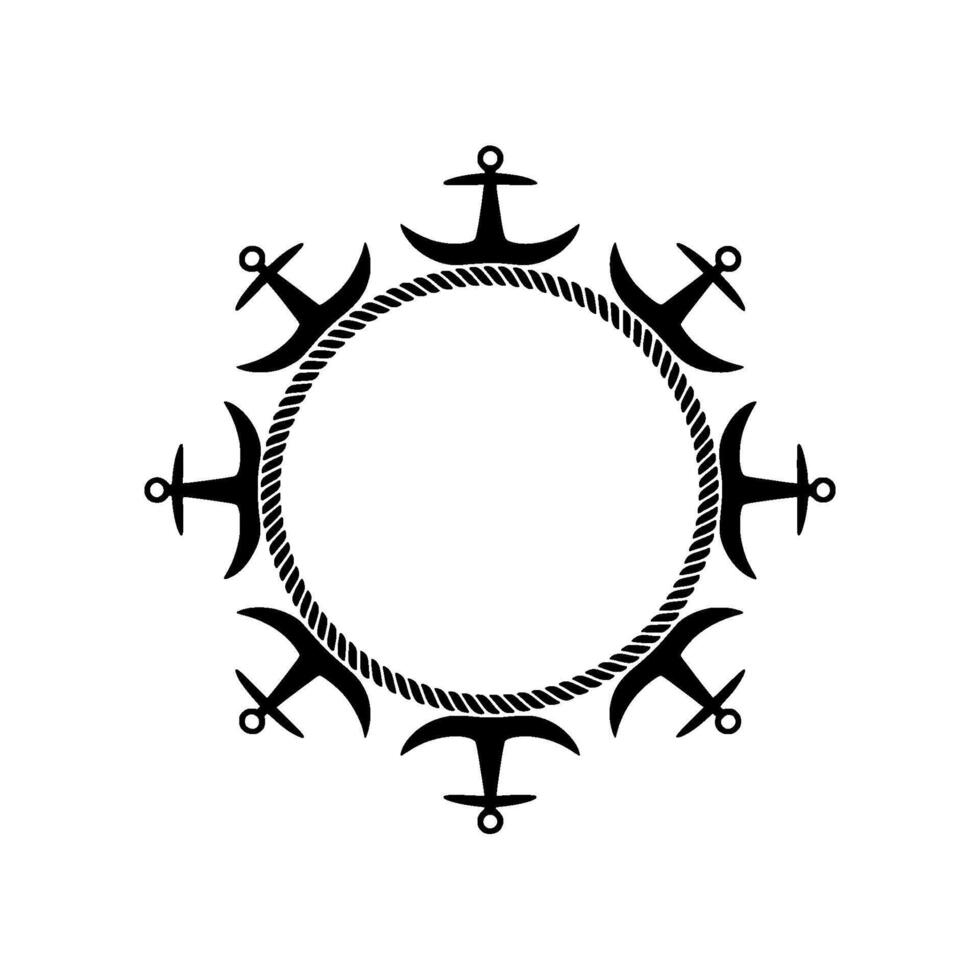 Nautical Anchor Frame, Maritime Symbolism, Circular vector