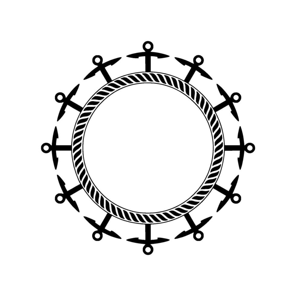 Nautical Anchor Frame, Minimalist, Circular Motif vector