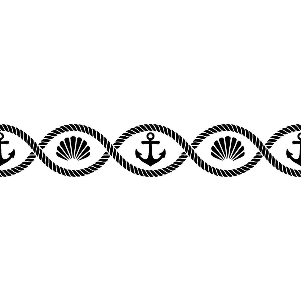 Nautical Border Anchor Seashell Motif vector