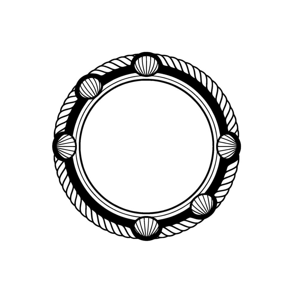 Nautical Circle, Shells Rope - Minimalist vector