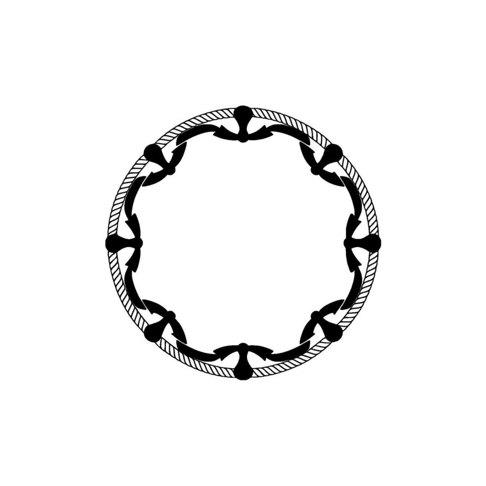 Nautical Border, Vintage Illustration, Circular Frame, Minimalist vector