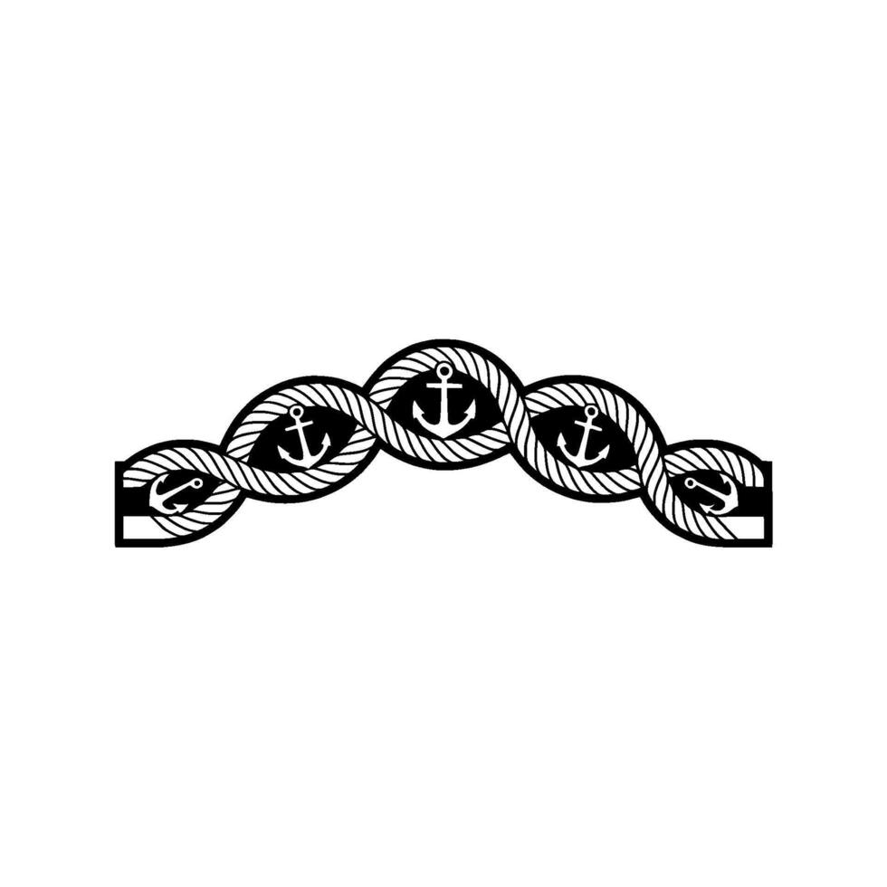 Nautical Charm Anchor Rope Border vector