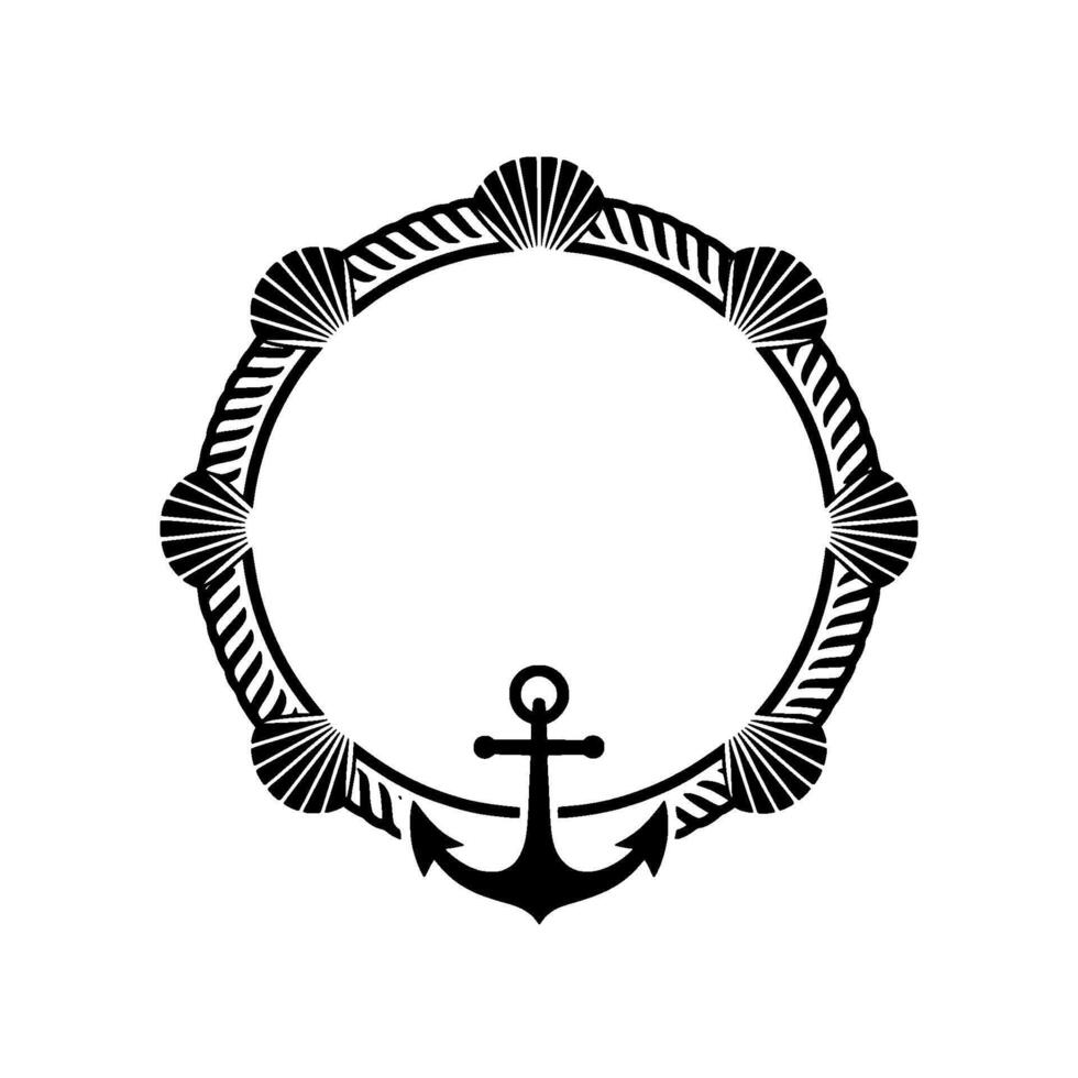 Nautical Circle Frame, Vintage Maritime - Anchor vector